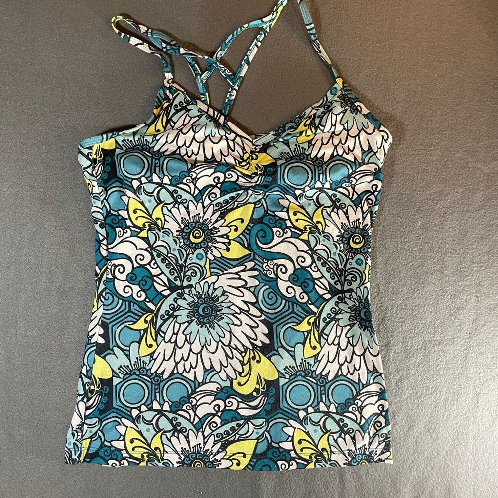 Floral Strappy Women Top - Blue and Yellow